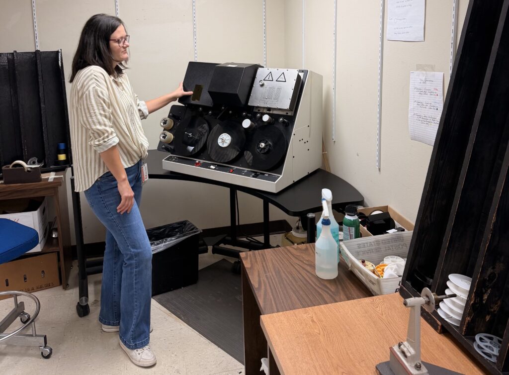 SLRM Imaging Supervisor Jacqueline Jacobs explains the function of a film scanner