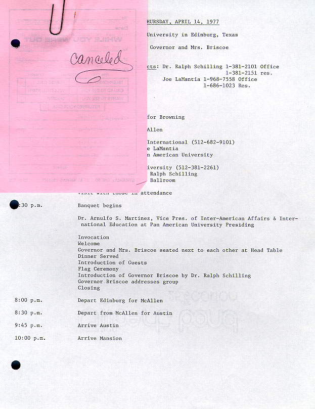 Briscoe schedule, page 3