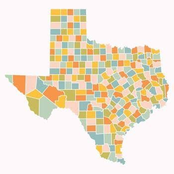 Texas with each county a different color.